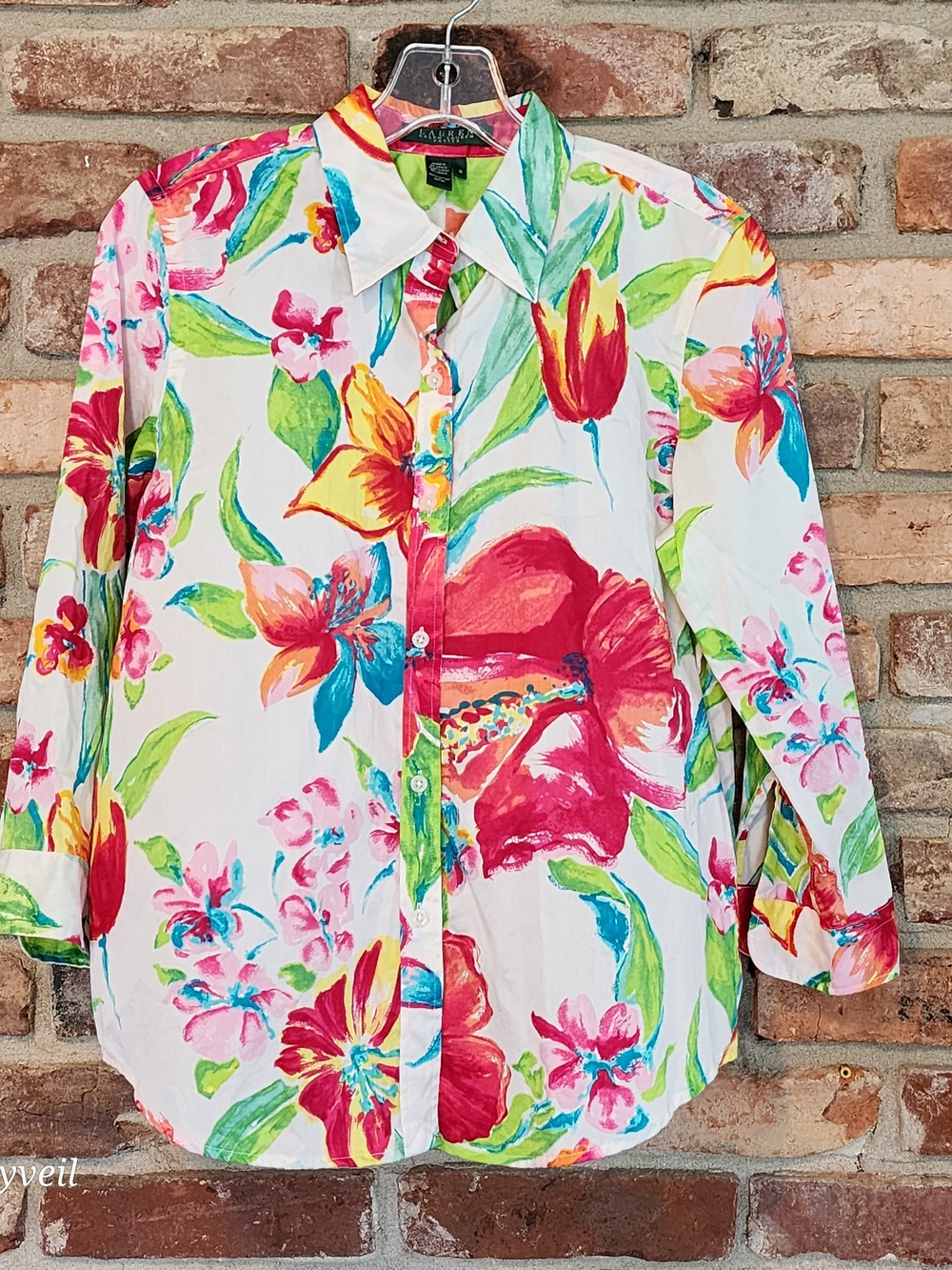 Ralph Lauren Petite Medium Multicolor Floral Button-Up